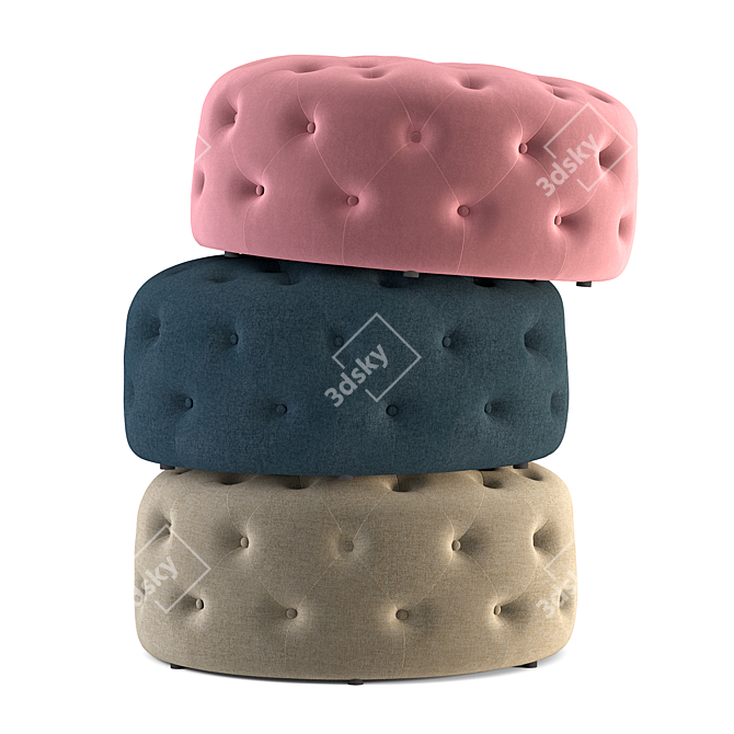 Blush Pink Velvet Hampton Pouffe 3D model image 4