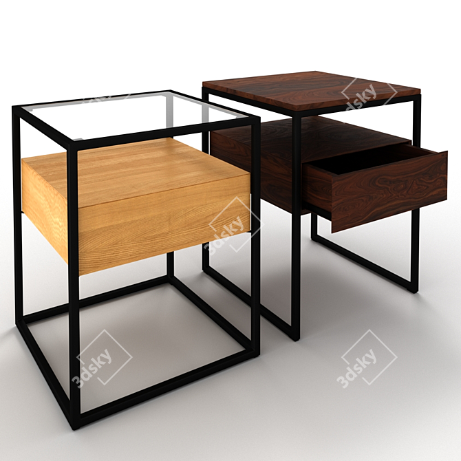 Sleek Bedside Table: Modern Design, 1 Drawer 3D model image 1