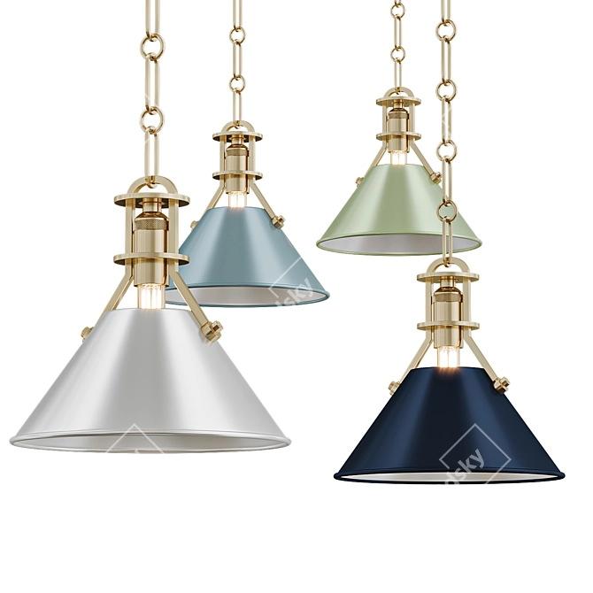 Painted Cone Pendant Light 3D model image 1