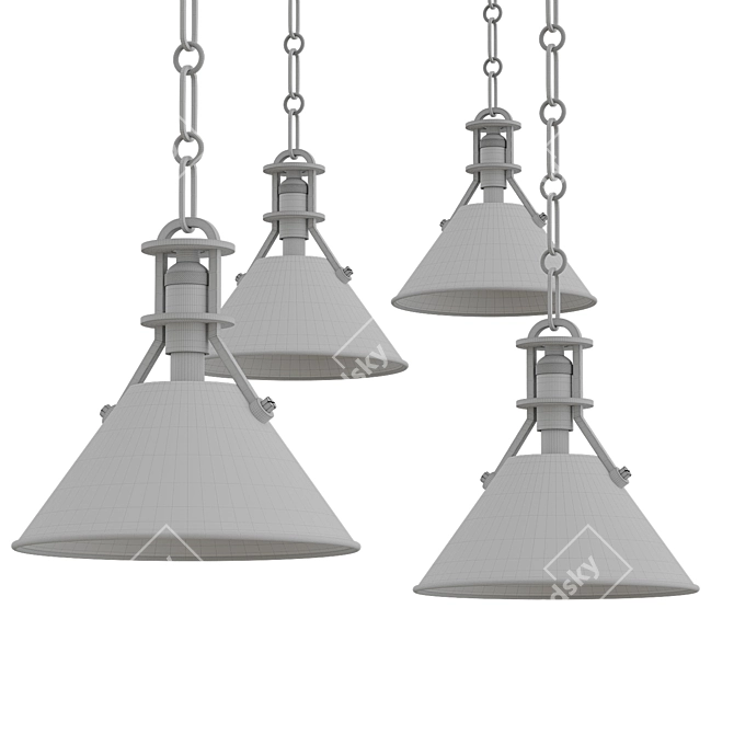 Painted Cone Pendant Light 3D model image 2