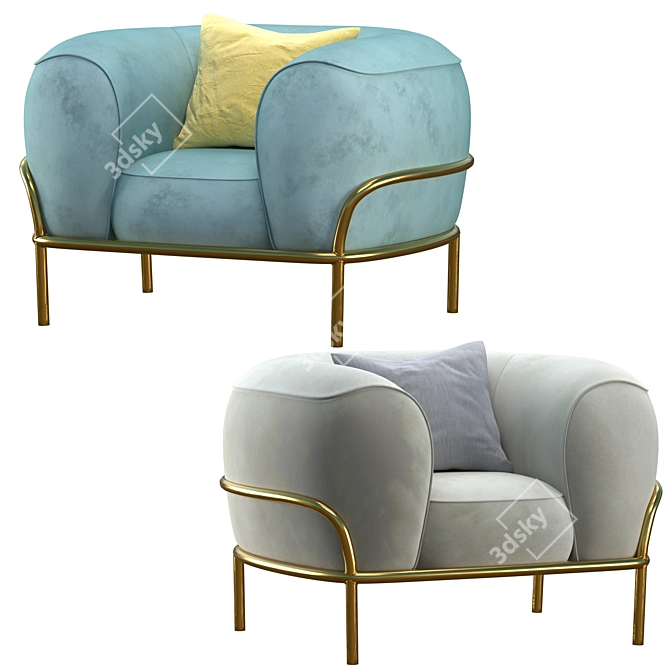 Sophie & Radice Fabric Armchair 3D model image 3