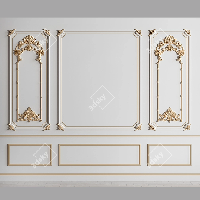 Elegant Wall Moulding Design 3D model image 1