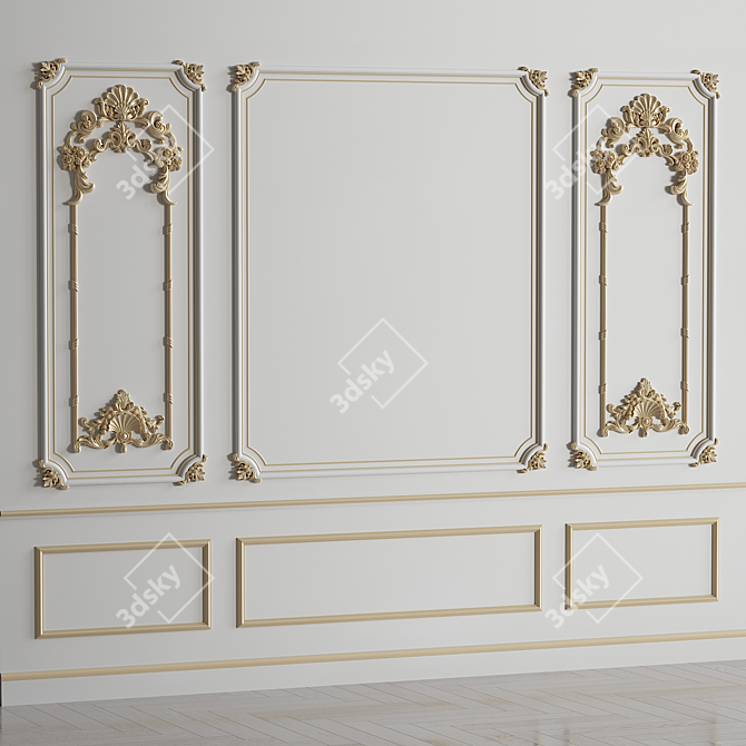 Elegant Wall Moulding Design 3D model image 2