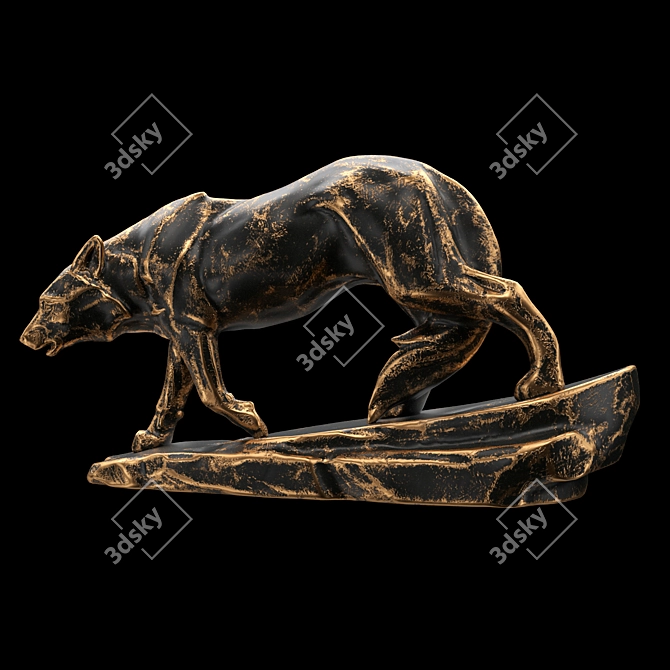 Majestic Wolf Sculpture 3D model image 1