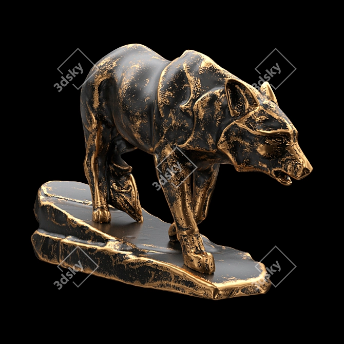 Majestic Wolf Sculpture 3D model image 2