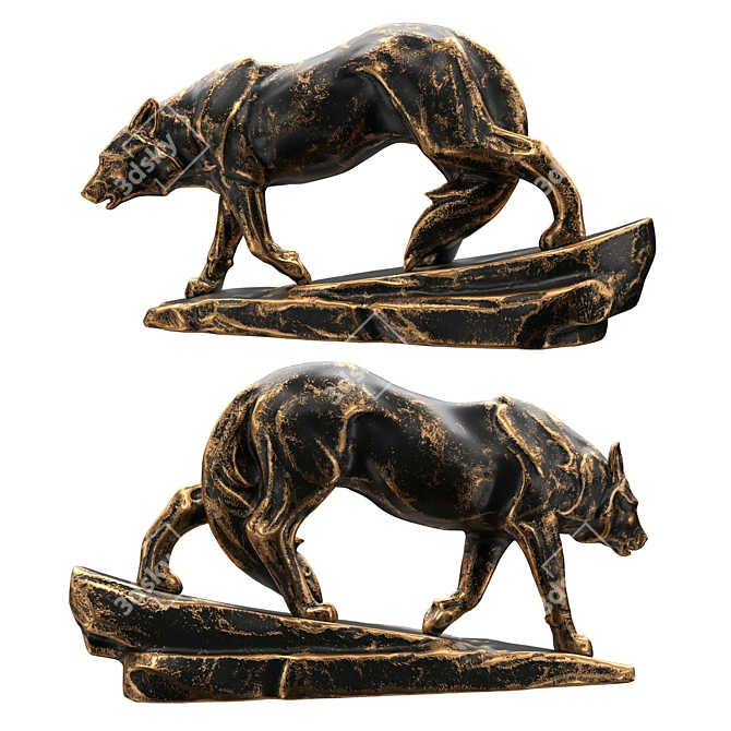 Majestic Wolf Sculpture 3D model image 7