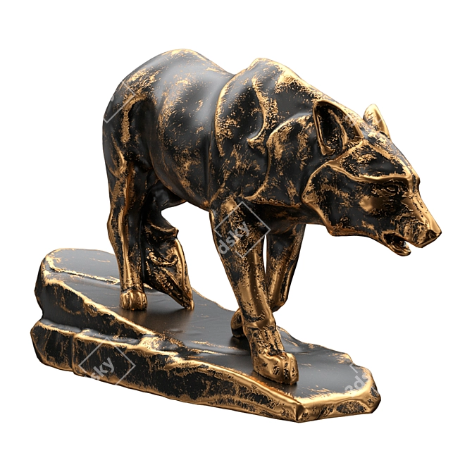 Majestic Wolf Sculpture 3D model image 10