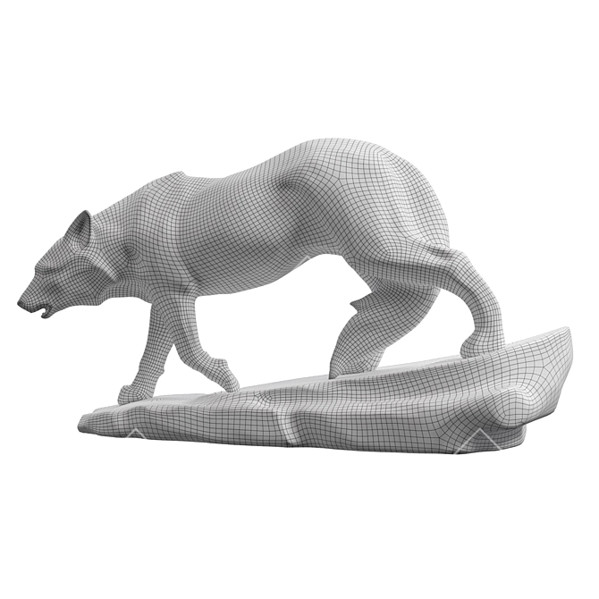 Majestic Wolf Sculpture 3D model image 12