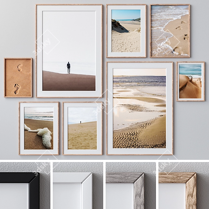 Versatile Photo Frames Set: 4 Colors, Multiple Sizes 3D model image 1