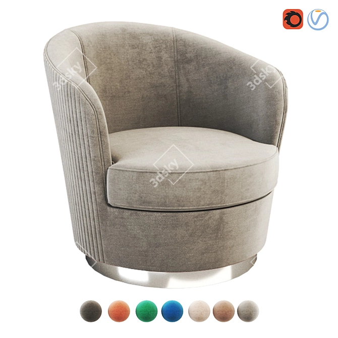 Elegant Dove Grey Swivel Chair 3D model image 1