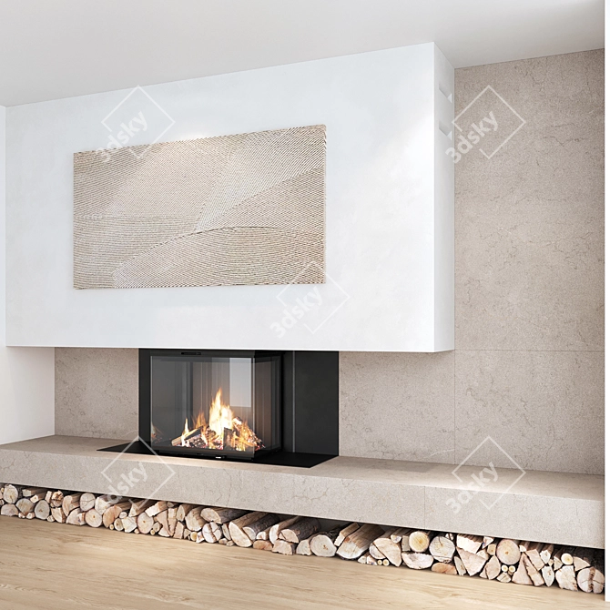 Modern Fireplace Wall Set 3D model image 7