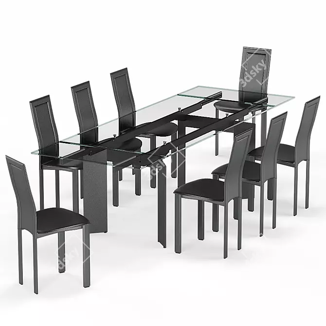 Cattelan Italia Elan Drive Dining Table & Lara Chairs Set 3D model image 1