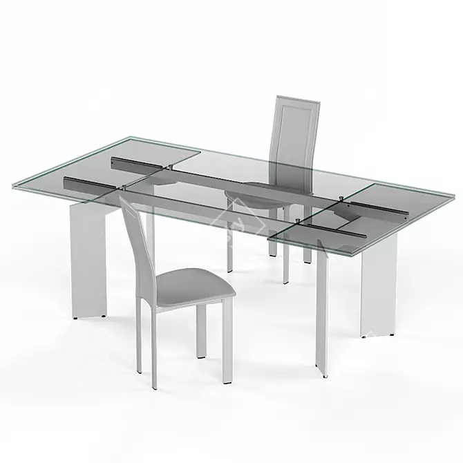 Cattelan Italia Elan Drive Dining Table & Lara Chairs Set 3D model image 2