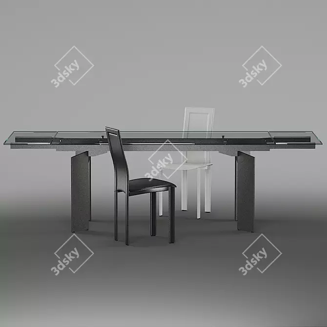 Cattelan Italia Elan Drive Dining Table & Lara Chairs Set 3D model image 4