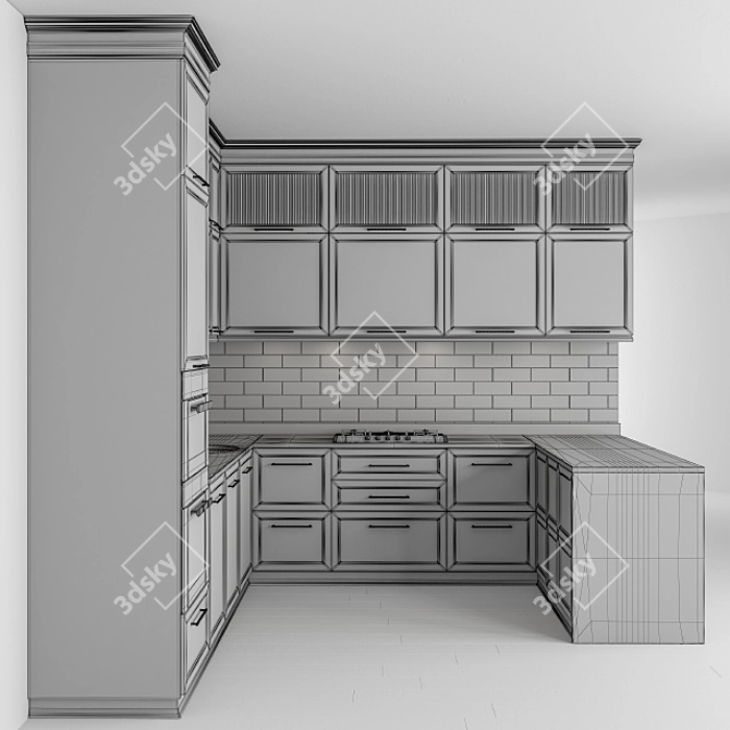 Modern White Kitchen Set 3D model image 5