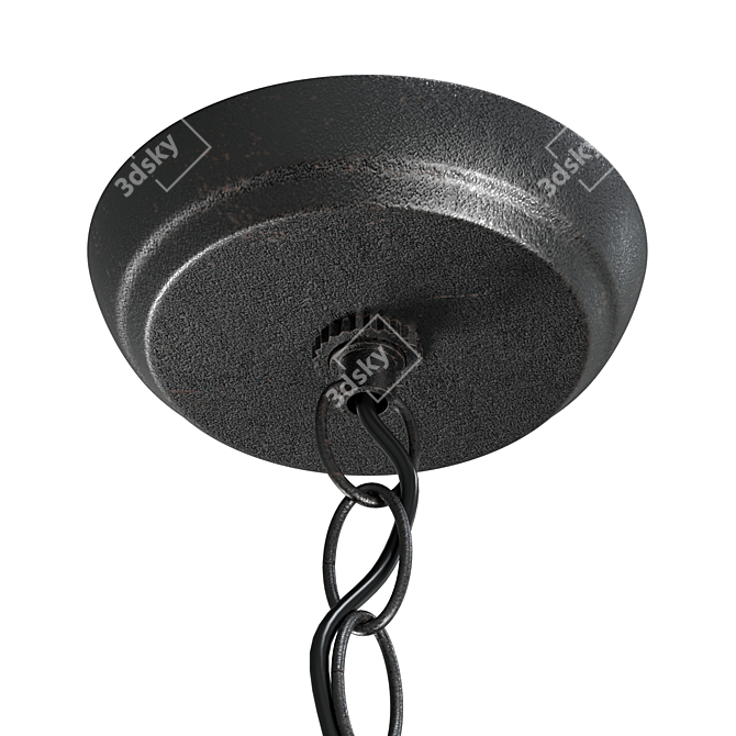 Vintage Black Glass Pendant 3D model image 4