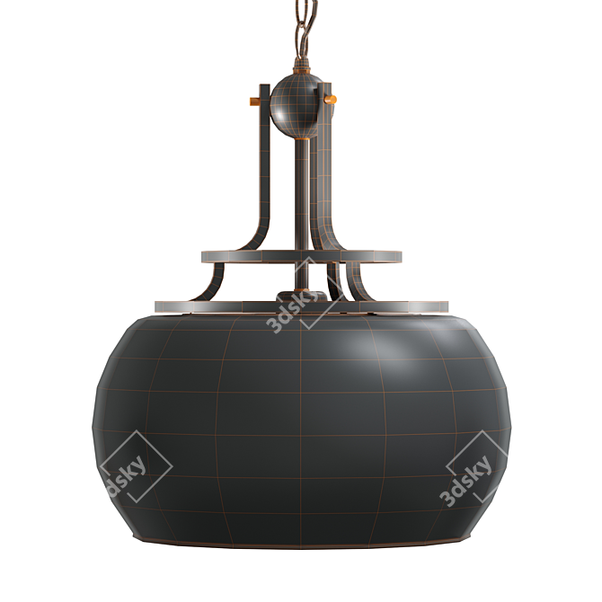 Vintage Black Glass Pendant 3D model image 5