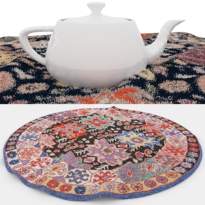 Title: Versatile Round Rugs Set 3D model image 3