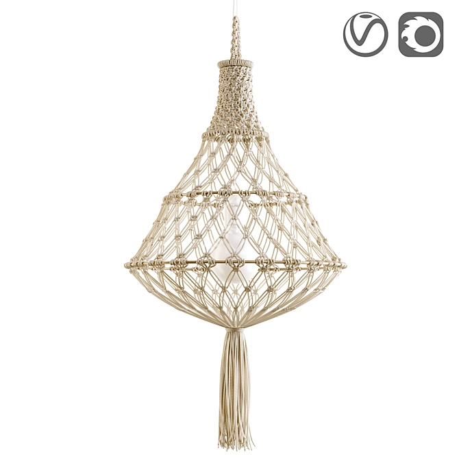 Bohemian Macrame Lampshade: Indila 3D model image 1