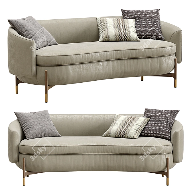 Sleek Leather Miami Sofa 3D model image 1