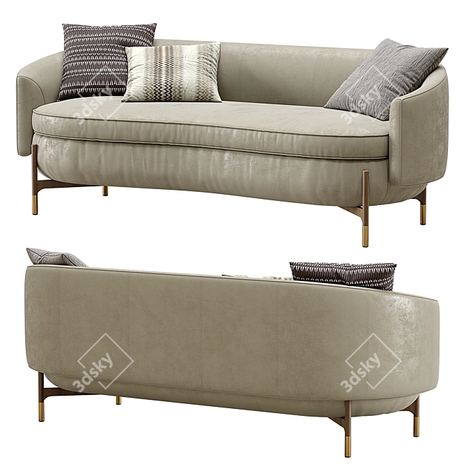 Sleek Leather Miami Sofa 3D model image 3