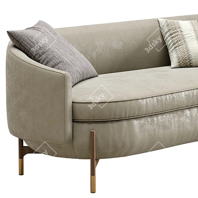 Sleek Leather Miami Sofa 3D model image 7