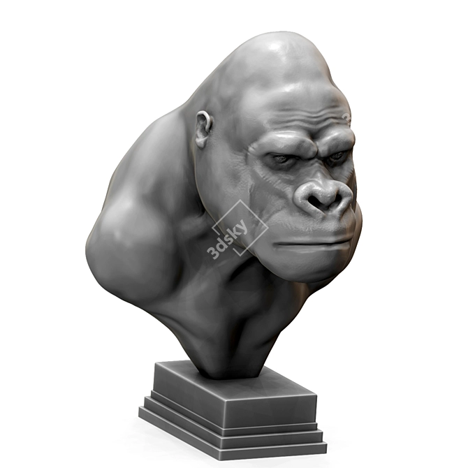  Playful Primate Sculpture | Handcrafted Monkey Statue 3D model image 1