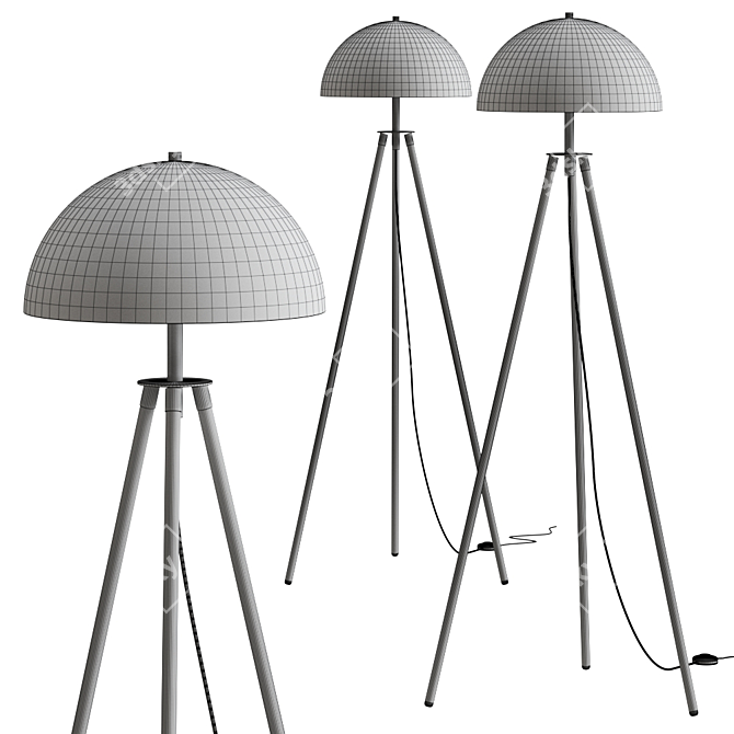 Modern Tripod Dome Floor Lamp 3D model image 2