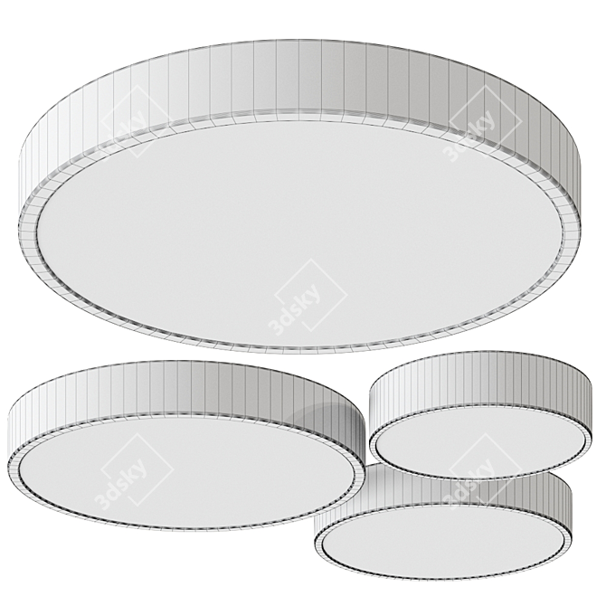 Wooden Round Ceiling Light 3D model image 2