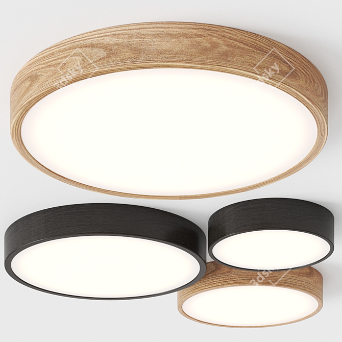 Wooden Round Ceiling Light 3D model image 3