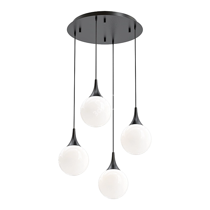 Elegant Dewdrop Pendant Chandelier 3D model image 1