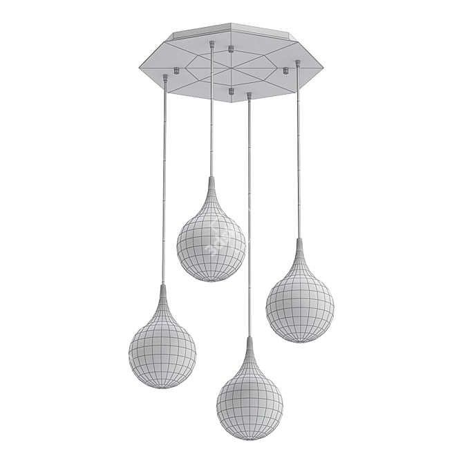 Elegant Dewdrop Pendant Chandelier 3D model image 2