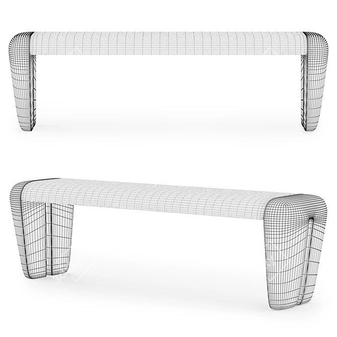 Pendhapa Para Single Bench: Stylish and Versatile 3D model image 5