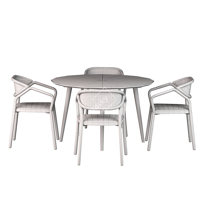 Elegant Boheme Chair and Table Set 3D model image 3