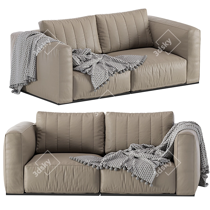 Contemporary Leather Modular Sofa 3D model image 1