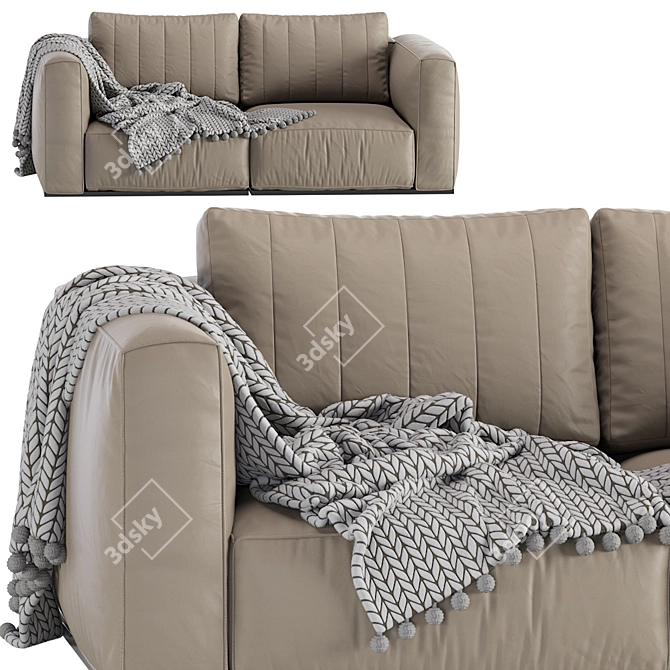 Contemporary Leather Modular Sofa 3D model image 2