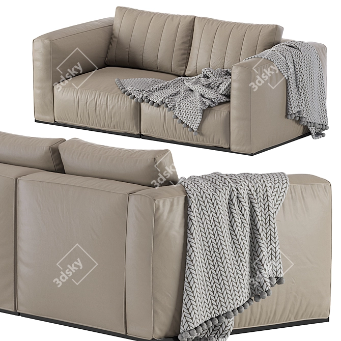 Contemporary Leather Modular Sofa 3D model image 6