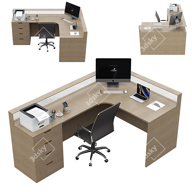 Modern Office Furniture Set 3D model image 1