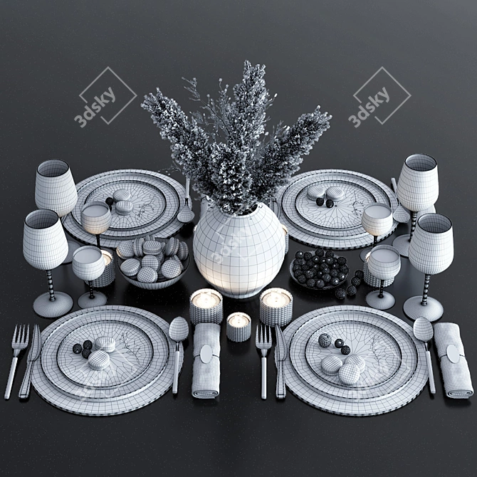 Modern Table Set with Poly Count: 1348064 3D model image 4