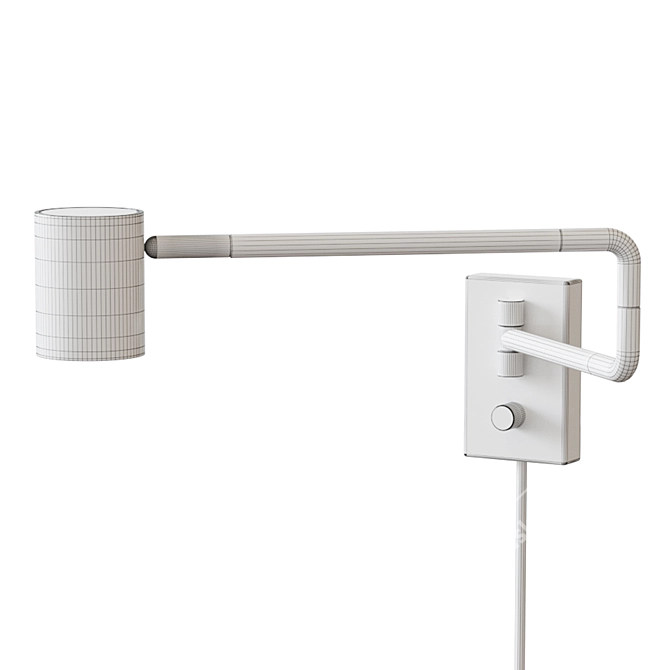 Versatile White Wall Lamp with Swivel Stand 3D model image 2