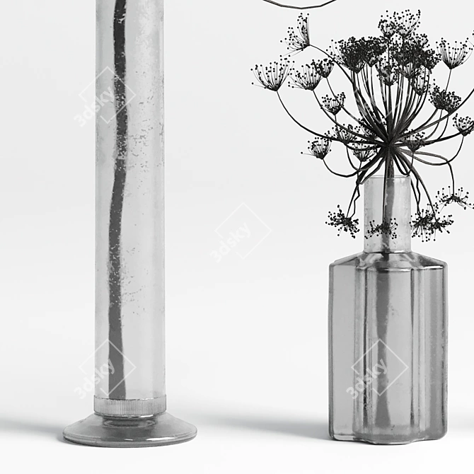 Elegant Dry Hogweed Bouquet 3D model image 3
