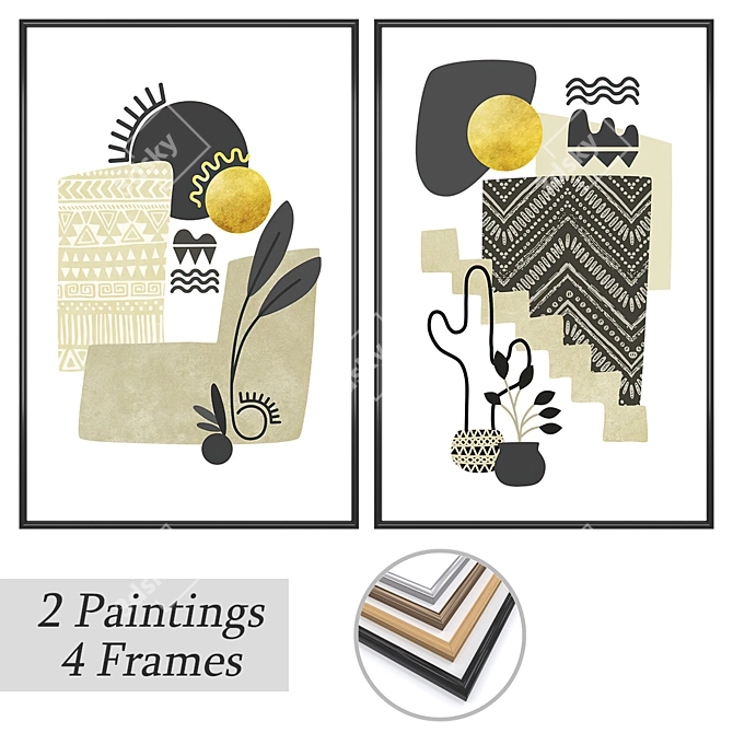 Artful Collection: Wall Paintings Set 3D model image 1