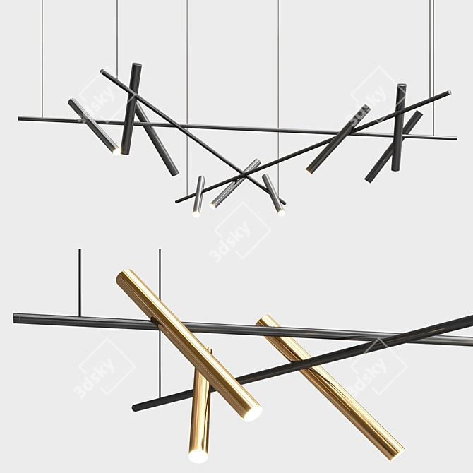  Quattro Noir Pendant Light 3D model image 1