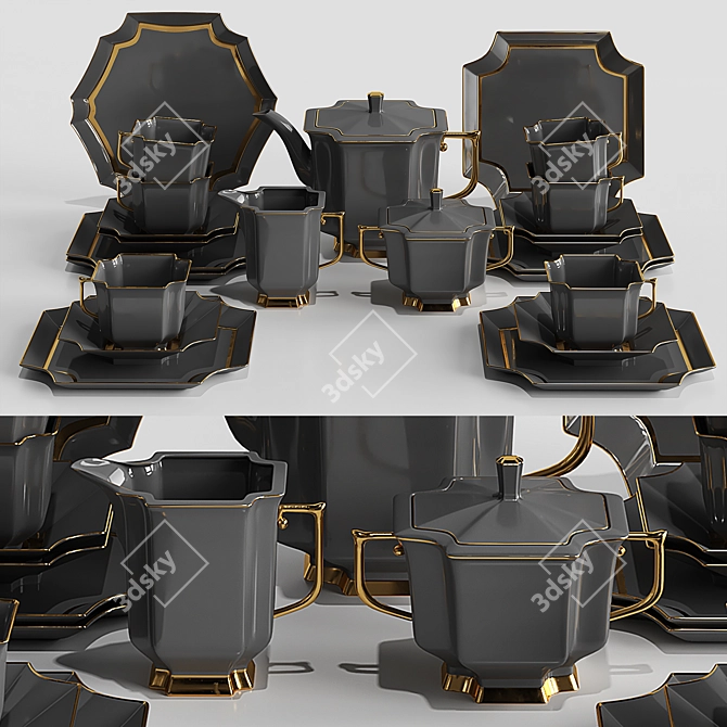 Elegant Tea Set 2015 3D model image 2