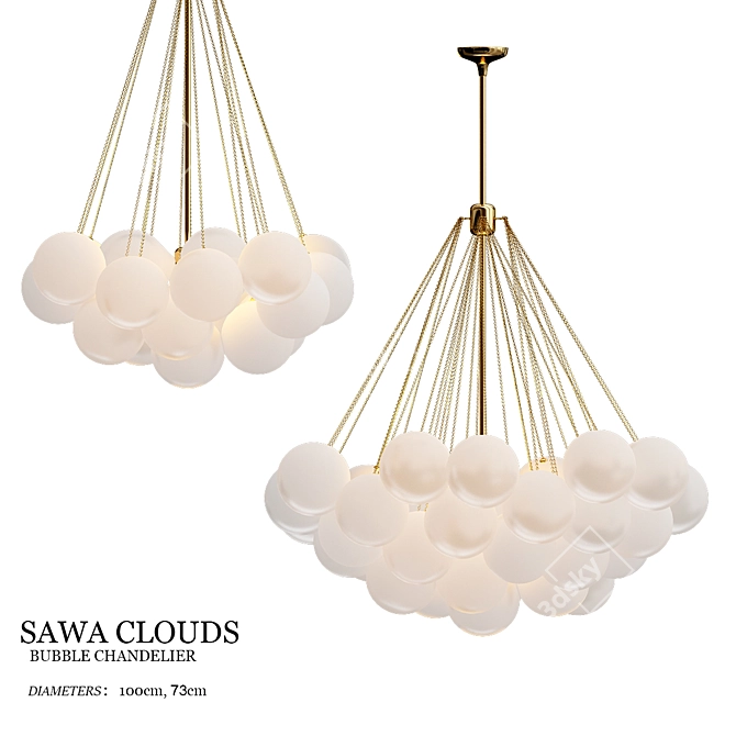 Elegant Cloud Chandeliers by Sawa 3D model image 1