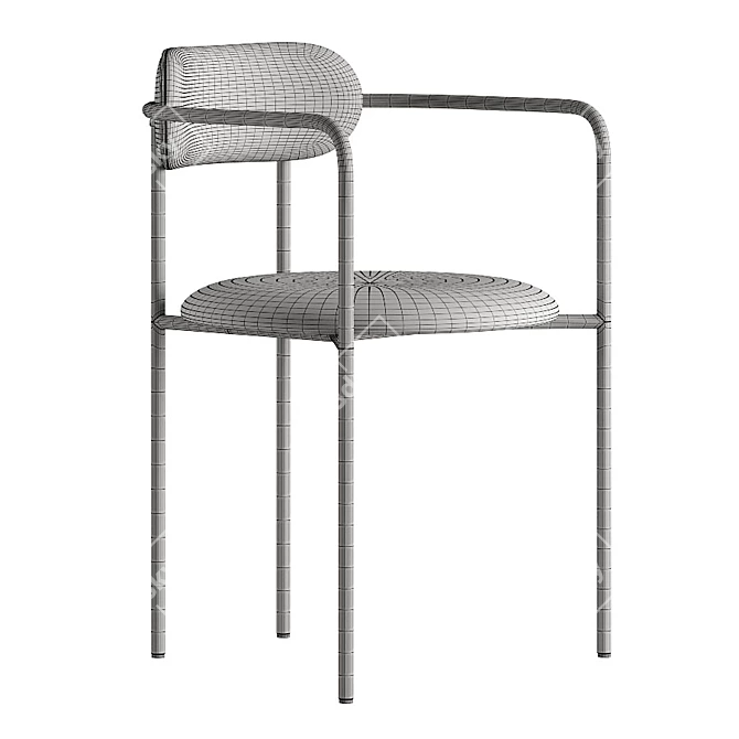 Metal and Fabric Armchair Stool 3D model image 6