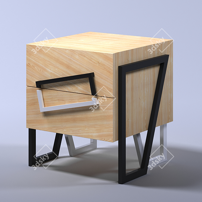 Oak Angle - Worktable with Cabinet 3D model image 4