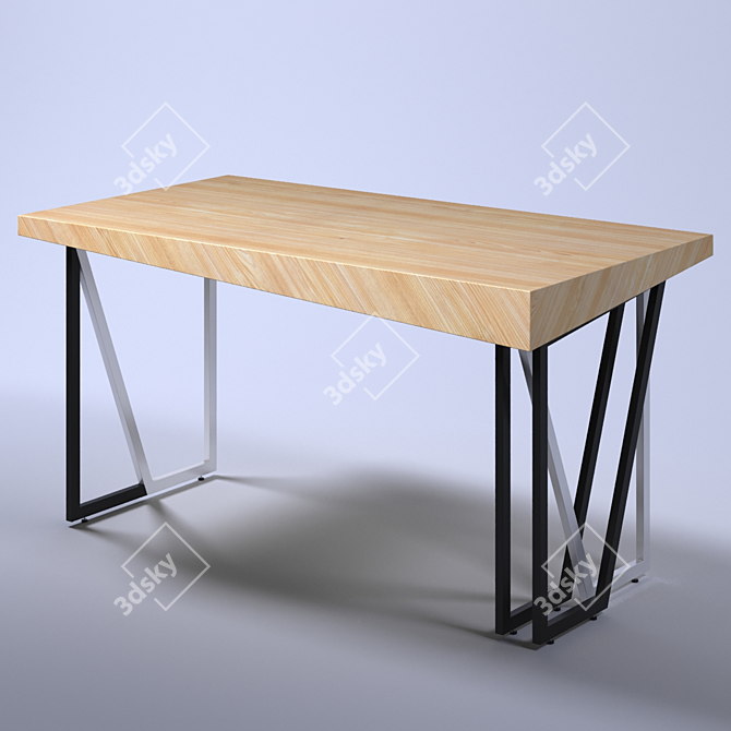 Oak Angle - Worktable with Cabinet 3D model image 5