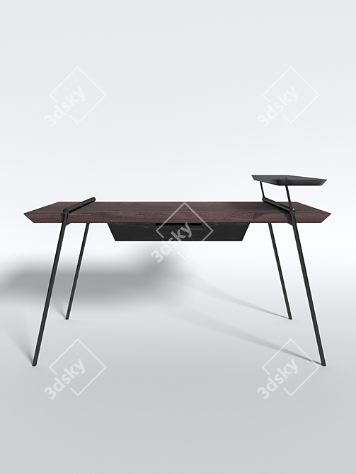 Minimalist Oak Desk with Storage 3D model image 1