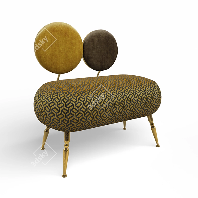 Frenchy Chic Velvet Banquette 3D model image 1